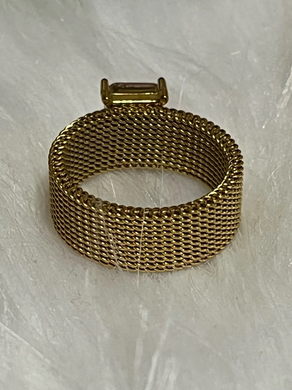 Pink Golden Mesh Ring